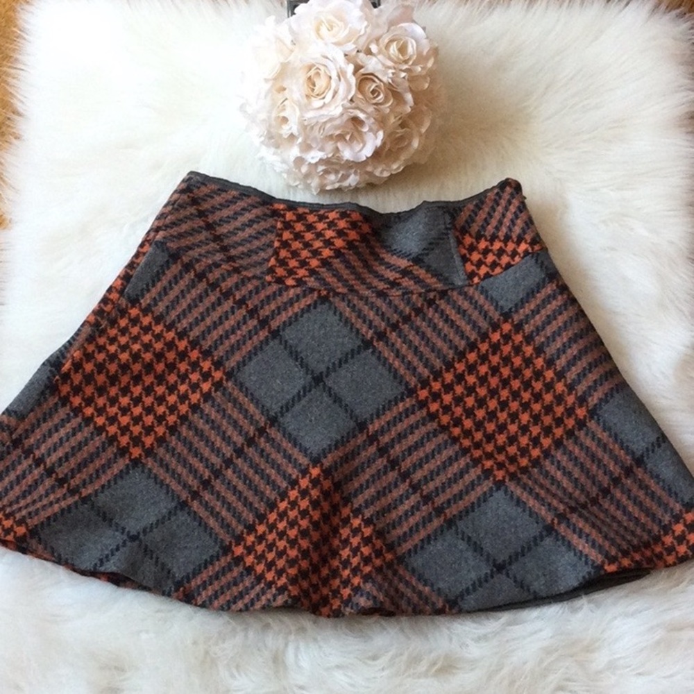 Boden Plaid Wool Flounced Skirt 4P